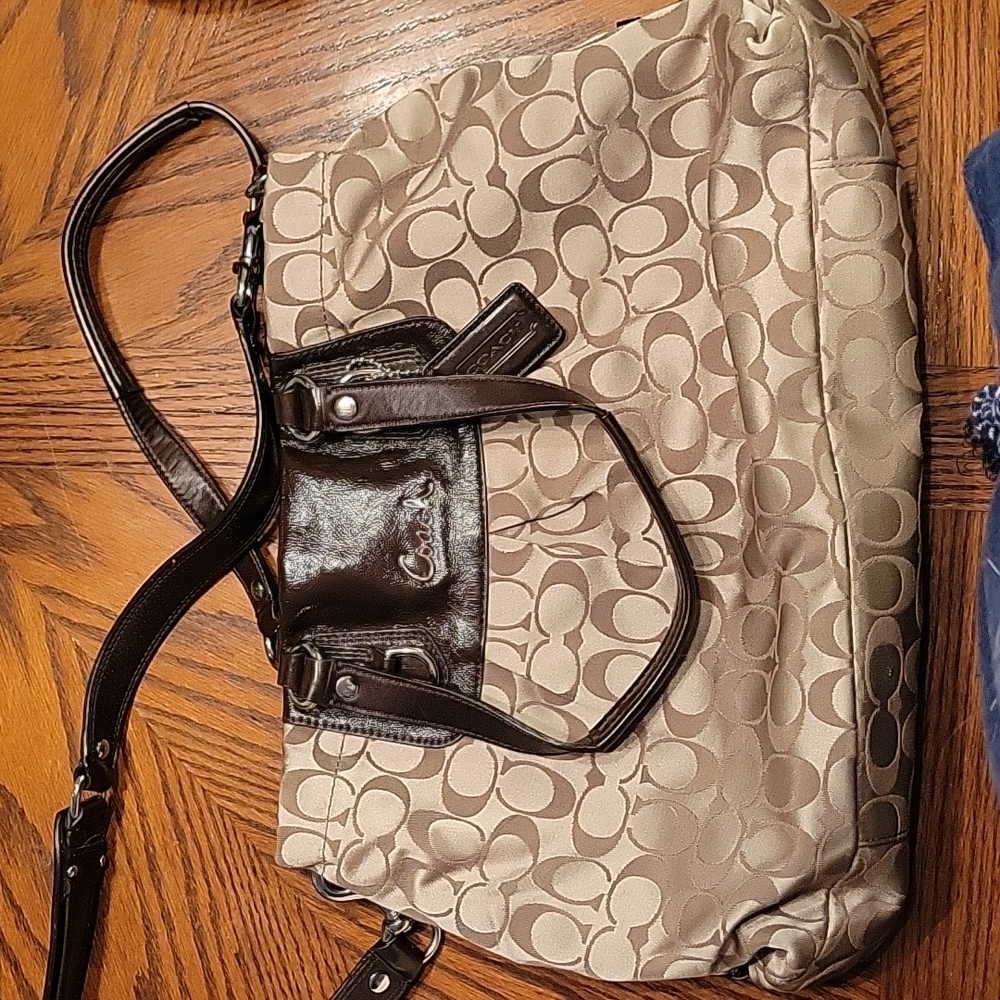 Brown and Tan Coach Handbag